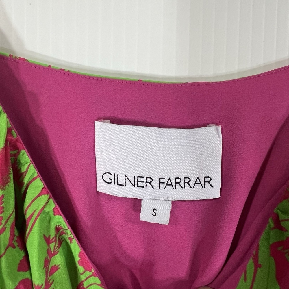 GILNER FARRAR Amelie Maxi Dress Sz S Green Pink Floral Print Smocked Waist *READ - Picture 7 of 12